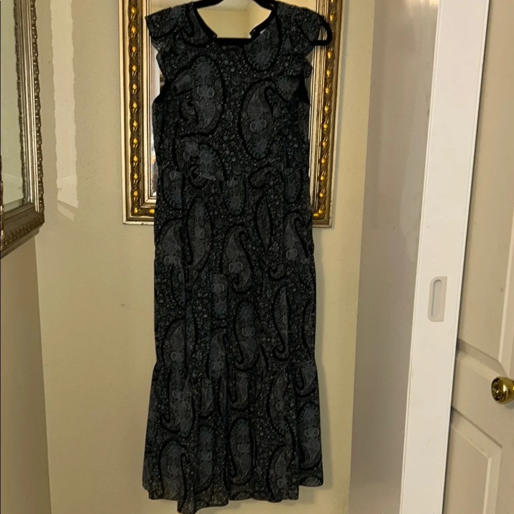 Navy Blue and bits of Green Paisley Dress - Picture 5 of 5